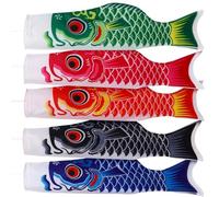 5 piezas carpa pescado bolsa de viento tradicional estilo japonés viento direccional peces anime satén cartel colgante pez vela bienvenida banner para tienda en casa 70 cm