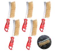 5 Piezas Cepillo Alambre, Cepillos de Latón para Barbacoa 24x5cm, Cepillo de Alambre con Mango Curvo Antideslizante, Cepillo de Latón Utilizados para Limpiar Parrilla, Óxido, Aceite y Suciedad