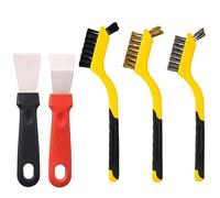 5 Piezas Cepillo de Alambre, Resistente Acero Inoxidable/Latón/Nylon Cepillo de Alambre para Limpiar Raspador de Metal para Escoria de Soldadura Pintura y Eliminación de Suciedad (Amarillo)