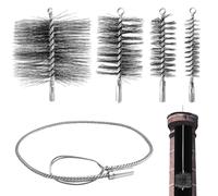 5 Piezas Cepillo de Tubos de Estufa, Cepillo Deshollinador de Chimenea, Cepillos de 30mm, 50mm, 80mm y 150mm con Varilla Flexible de 1m, Adecuados para Limpiar Chimeneas, Calderas y Tuberías