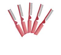 5 Piezas Cepillo Pelo de Viaje Plegable Antiestático Rojo ABS | Dientes Dobles de Grosor Variable, Desenreda sin Tirones, Uso Diario en Casa y Práctica de Barbería