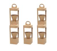 5 Piezas Cesta de Papel Kraft Portátil para Flores Secas, Asa | Base Firme, Soporte Protector, Color Beige, para Ramos Pequeños, Obsequio y Exposición Floral