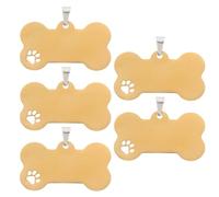 5 Piezas Chapa Perro de Acero Inoxidable Forma de Hueso, Dorada | Colgante para Collar y Bolso, Diseño de Pata Hueca, Acabado Liso y Uso para Mascotas