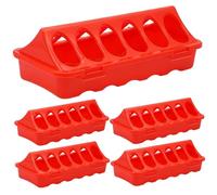 5 Piezas Comedero para Codornices 7.87x3.74x2.76 Comedero de Plástico Rojo para Palomas/Polluelos con 12 Puertos de Alimentación Fácil Recarga Lavable Reutilizable Resistente al Sol Equipo de Aliment