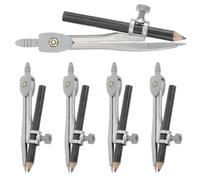 5 Piezas Compás Escolar Portátil de Dibujo Técnico | Metal, Plástico y Madera, Trazado Estable, para Clase de Geometría y Bocetos de Carpintería