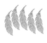 5 piezas con patrón de hojas para coser vaqueros, flores, accesorios de diamantes de imitación, adhesivo, accesorios de decoración de teléfono (plateado)