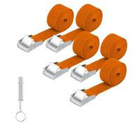 5 Piezas Correa de Amarre, 25 mm x 1,5 M Cinchas de Amarre con Correas Tensoras, Correas de Sujeción de Correas Tensoras con Hebilla para Bicicleta Moto Coche Equipaje Camping, con Silbato
