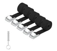 5 Piezas Correa de Amarre, 25 mm x 1,5 M Cinchas de Amarre con Correas Tensoras, Correas de Sujeción de Correas Tensoras con Hebilla para Bicicleta Moto Coche Equipaje Camping, con Silbato