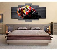 5 piezas cuadro en lienzo Cuadro compuesto por 5 lienzos impresos en HD, utilizados para decoración del hogar y carteles Márquez Motogp (150x80cm sin marco)