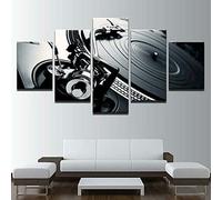 5 Piezas Cuadro En Lienzo Música De Tocadiscos Para Dj Modernos Lienzo Decorativo Para Pared, Cuadros Decoracion Para Pasillo Salon Dormitorios (Sin Marco 150 X 80 Cm) /Oficina/Hotel/Restaur -7A3C/Q4