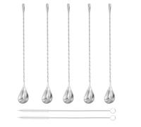 5 Piezas Cuchara Mezcladora, Cuchara de Cóctel Acero Inoxidable Agitador de Barra en Espiral para Cócteles, Batidos, Café, Jugo, Té