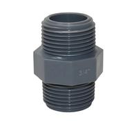 5 piezas de alambre exterior de PVC de 3/4 pulgadas, tubería de suministro directo de agua, acoplamiento recto, dientes exteriores dobles, tornillo exterior, longitud de riego de jardín, 45mm(Gray)