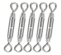 5 piezas de Anillos de elevación de acero inoxidable 304 M4 y tensores de cable ajustables, tornillos de línea de cable, tensores de cable de tensión.