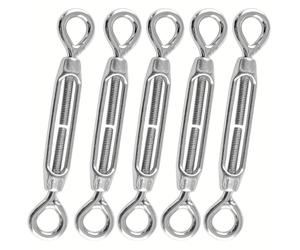 5 piezas de Anillos de elevación de acero inoxidable 304 M4 y tensores de cable ajustables, tornillos de línea de cable, tensores de cable de tensión.