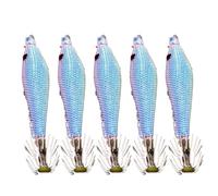 5 piezas de anzuelo de calamar Jigging anzuelo de tubo de pesca artificial de tres señuelos de pesca cebo duro calamar artificial