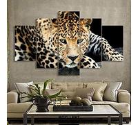 5 Piezas De Arte De Pared De Lienzo Moderno 5 Piezas Animales Leopardo Canvas Home Deco Art Wall Print Cuadro Modular, Habitación Infantil Impreso Wall Canvas Deco (Xxl/Sin Marco 200 X 100-3M0Z/U2Y