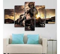 5 piezas de arte de pared Tren de vapor retro impresión de lienzo de pared arte pintura,impresión en lienzo 5 piezas,cuadro sobre lienzo 5 piezas,cuadro en lienzo impresión de 5 piezas 150x80cm