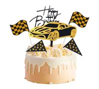 5 piezas de banderas de coche deportivo, decoraciones para tartas de cumpleaños, inserciones para tartas de coche, inserciones creativas para hombres y niños, adecuadas para decoraciones de postres de