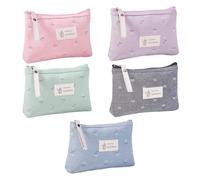 5 Piezas De Bolsa De Maquillaje Impresa En Flores, Bolsa Impermeable De Lona, Almacenamiento Portátil Para Mujeres