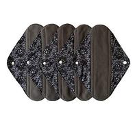 5 piezas de carbón de bambú mamá paño / almohadillas menstruales / almohadillas sanitarias reutilizables (encaje negro, pesado (12 pulgadas)