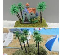 5 piezas de cocotero, modelo de palmera de coco, materiales vegetales en miniatura, tren, ferrocarril, mesa de arena, kit de diorama, diseño de paisaje, suministros de diorama, 3,5 cm