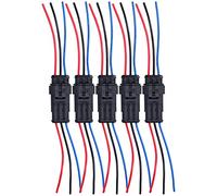 5 piezas de conector eléctrico de 2 pines para automóvil, conector de cable automotriz, terminal de cable impermeable IP68 con junta de goma, fabricado en nailon retardante de (hebreo)