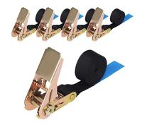 5 Piezas de Correas de Sujeción de Trinquete, Correas de Tensión Negras de 25 mm x 2m con 800kg,Correas de Trinquete para Camión,Bicicletas,Según DIN EN 12195-2 Estándar (Negro, 25 mm x 2m)