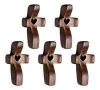 5 Piezas De Cruz De Corazón De Tierra Santa, Cruz De Madera para Aliviar Estrés del Corazón del De Jesús, Regalo De Aliento De Corazón, Cruz con Pulgar para Orar