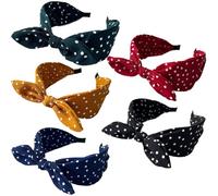5 piezas de diadema de arco para mujeres, diadema de lunares ajustable con orejas de conejo, liviana y cómoda banda de cabello de conejo ancho para Navidad, cumpleaños, diademas de fiesta para mujere