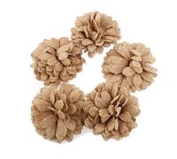 5 Piezas de Flores de Arpillera Flores de Margarita Flor de Yute para Decoración de Bodas (Marrón)