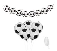 5 Piezas De Globos De Fútbol 4D, 1 Pieza De Bandera De Fútbol, 1 Rollo De Cinta Para Globos, Globos Con Estampado De Fútbol, Decoración De Fiesta De Fútbol