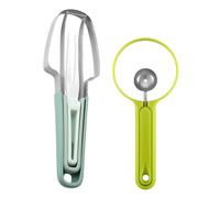 5 piezas de herramientas para comer sandía, rebanador de sandía, herramienta para cortar melón tres en uno, cuchillo para cortar tenedor de fruta, cortador de fruta multifuncional