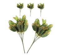 5 Piezas de Hojas Artificiales de Ficus Dorado para Decoración de Interiores y Exteriores Vegetación Realista sin Riego para Macetas y Centros de Mesa