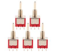 5 piezas de interruptor de palanca mini MTS-303, 3PDT, 9 pines, 3 posiciones: encendido-apagado-encendido; interruptor de válvula mecánica accionado manualmente con perilla