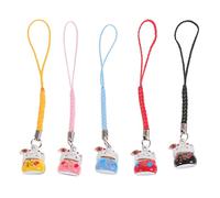 5 piezas de la suerte gato suerte gato saludando llavero colgante japonés maneki neko fortuna colgante Feng Shui riqueza salud suerte símbolo para llavero