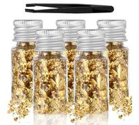 5 piezas de lámina dorada con hojuelas doradas para decoración de tartas, hornear, alimentos, chocolates, decoración con pinzas para manualidades, cocina, postre, carne, bebidas, arte de uñas, velas