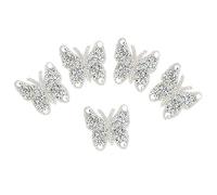 5 Piezas De Parches De Diamantes De Imitación De Mariposa, Parches De Tela, Adhesivo Bordado, Aplique De Pegamento De Fusión En Caliente Para Ropa, Bolsa, Pantalones, Zapatos(Plata)