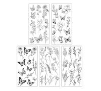 5 Piezas De Pegatinas De Tatuaje De Mariposa, Pegatinas Impermeables, Pegatinas De Decoración De Brazos, Pegatinas De Pintura Corporal, Accesorios De Decoración De Modelado.