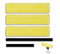 5 piezas de repuesto adecuadas para aspiradoras de ventanas Karcher: 3 almohadillas de microfibra para limpiaparabrisas y 2 piezas de goma con alto rendimiento de limpieza, compatible con