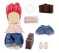 5 piezas de ropa de muñeca compatible con Sonny Angel de 3 pulgadas, incluye pantalones, zapatos superiores, collar, maleta, accesorios de decoración para coleccionistas, regalo de niño y niña, muñeca