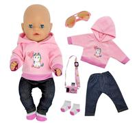 5 piezas de ropa de muñeca para muñecas de bebé de 35 - 43 cm, ropa de pony rosa, trajes para muñecas de 14 - 18 pulgadas, 1 sudadera con capucha, 1 pantalón, 1 calcetines, 1 gafas, 1 colgante regalos
