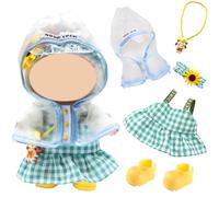 5 piezas de ropa para felpa de 17 cm, lindo mini accesorios de ropa para muñeca con chubasquero, falda, tocado, zapatos colgantes para niños y niñas, regalos (sin muñeca)