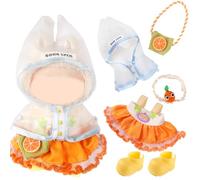 5 piezas de ropa para felpa de 17 cm, lindo mini accesorios de ropa para muñeca con chubasquero, falda, tocado, bolso, zapatos para niños y niñas, regalos (sin muñeca)