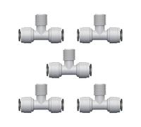 5 piezas de rosca hembra macho hembra tipo T, conector de tubo de manguera de 1/4 pulgadas, 3/8 pulgadas, filtro de agua, piezas de ósmosis inversa (vástago de 1/4 pulgadas conexión B)