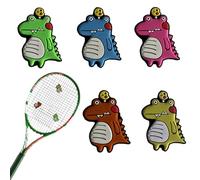 5 piezas de silicona antivibrador raqueta tenis, tennis, aptas para raquetas de tenis, amortiguadores divertidos con forma de dinosaurio para raquetas de tenis.