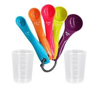 5 piezas de tazas medidoras y 2 tazas medidoras, tazas de plástico, tazas medidoras graduadas, accesorios de cocina para cocinar, herramientas de medición