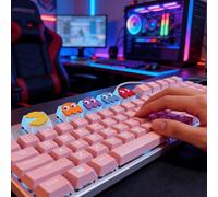 5 piezas de teclas con impresión 3D - Decoración para teclado mecánico, perfectas para regalos de y setup personalizado (Montaje cruzado, diseño de píxeles lindo, decoración no )