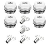 5 piezas de tornillo para radiador, puerta de aire, purgador de seguridad, puertas de purga de repuesto con llave, 1 / 2 pulgadas, latón, purga de calefacción, rosca macho, tapones de ventilación de