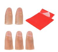 5 piezas de trucos mágicos de pulgar mágico, punta de pulgar, truco de magia para dedos, accesorios de plástico suave, accesorios para dedos, truco de magia, accesorios y 1 paño rojo de entrenamiento