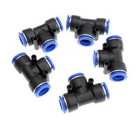 5 piezas de unión en T de conectores rápidos neumáticos de 3 vías Conector de inserción para manguera de riego Conector de tubo para conector de grifo - 16 mm
